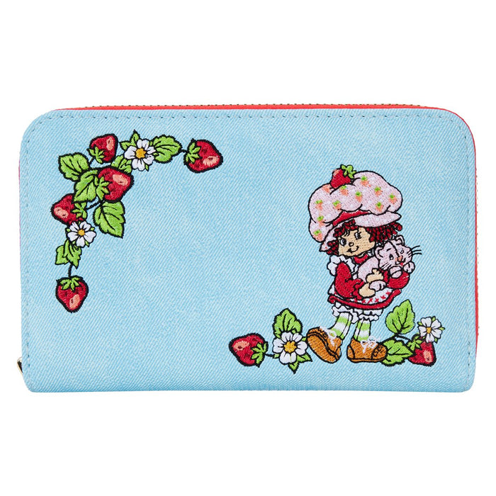 Strawberry Shortcake Denim Plaid Zip-Around Wallet Loungefly