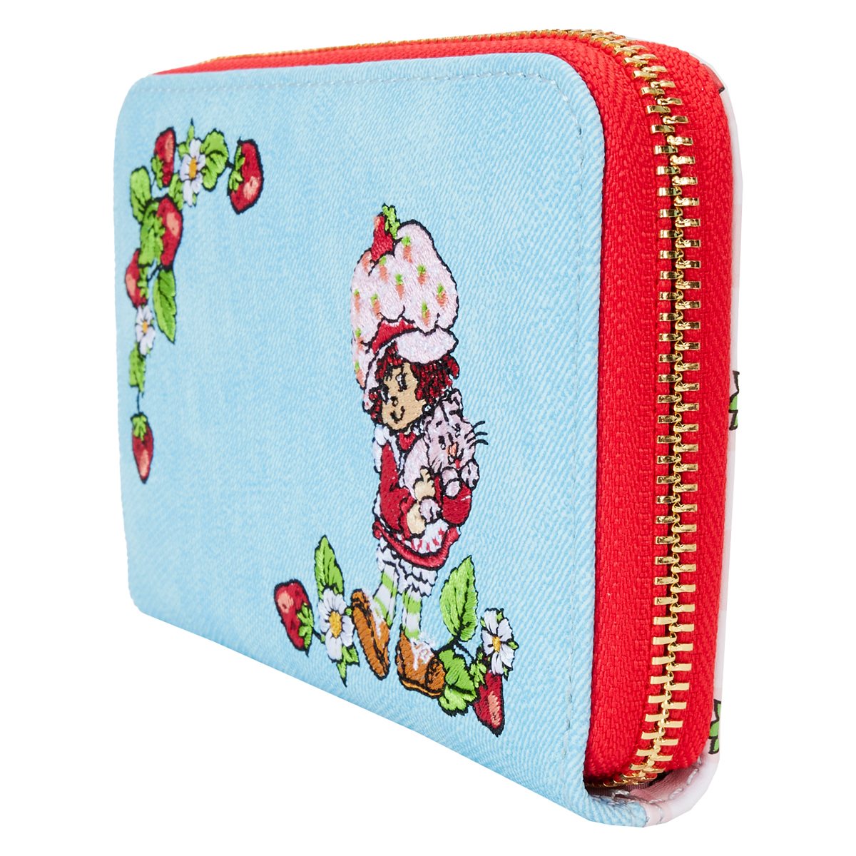 Strawberry Shortcake Denim Plaid Zip-Around Wallet Loungefly