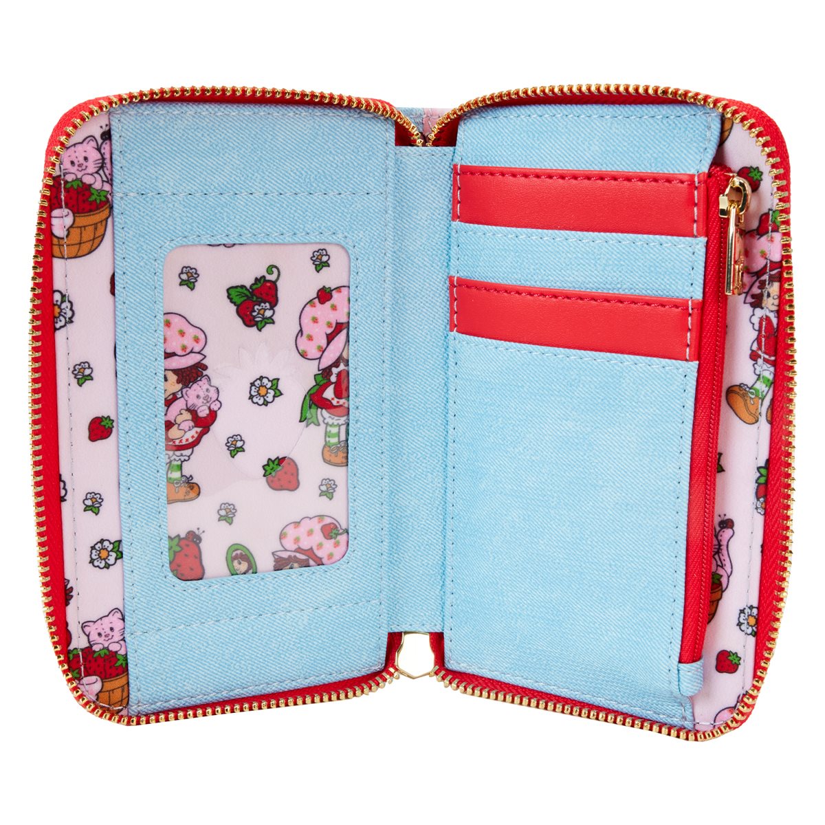 Strawberry Shortcake Denim Plaid Zip-Around Wallet Loungefly