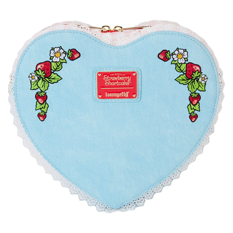 Strawberry Shortcake Denim Heart Crossbody Bag Loungefly