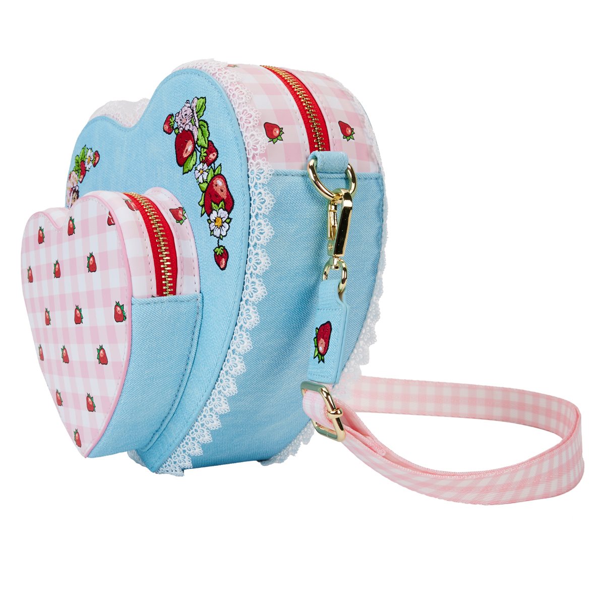 Strawberry Shortcake Denim Heart Crossbody Bag Loungefly