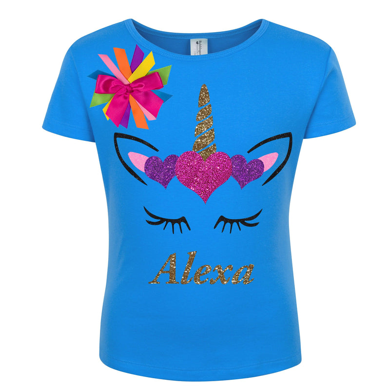 Unicorn Heart Glitter T-shirt For Girls