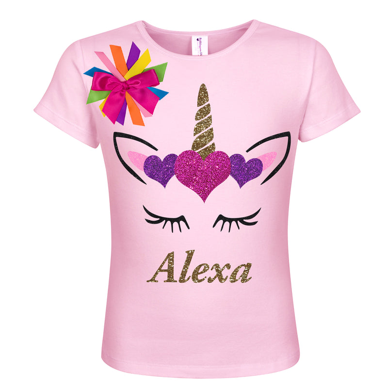 Unicorn Love Hearts Birthday Girl Outfit