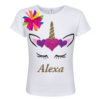 Unicorn Love Hearts Birthday Girl Outfit