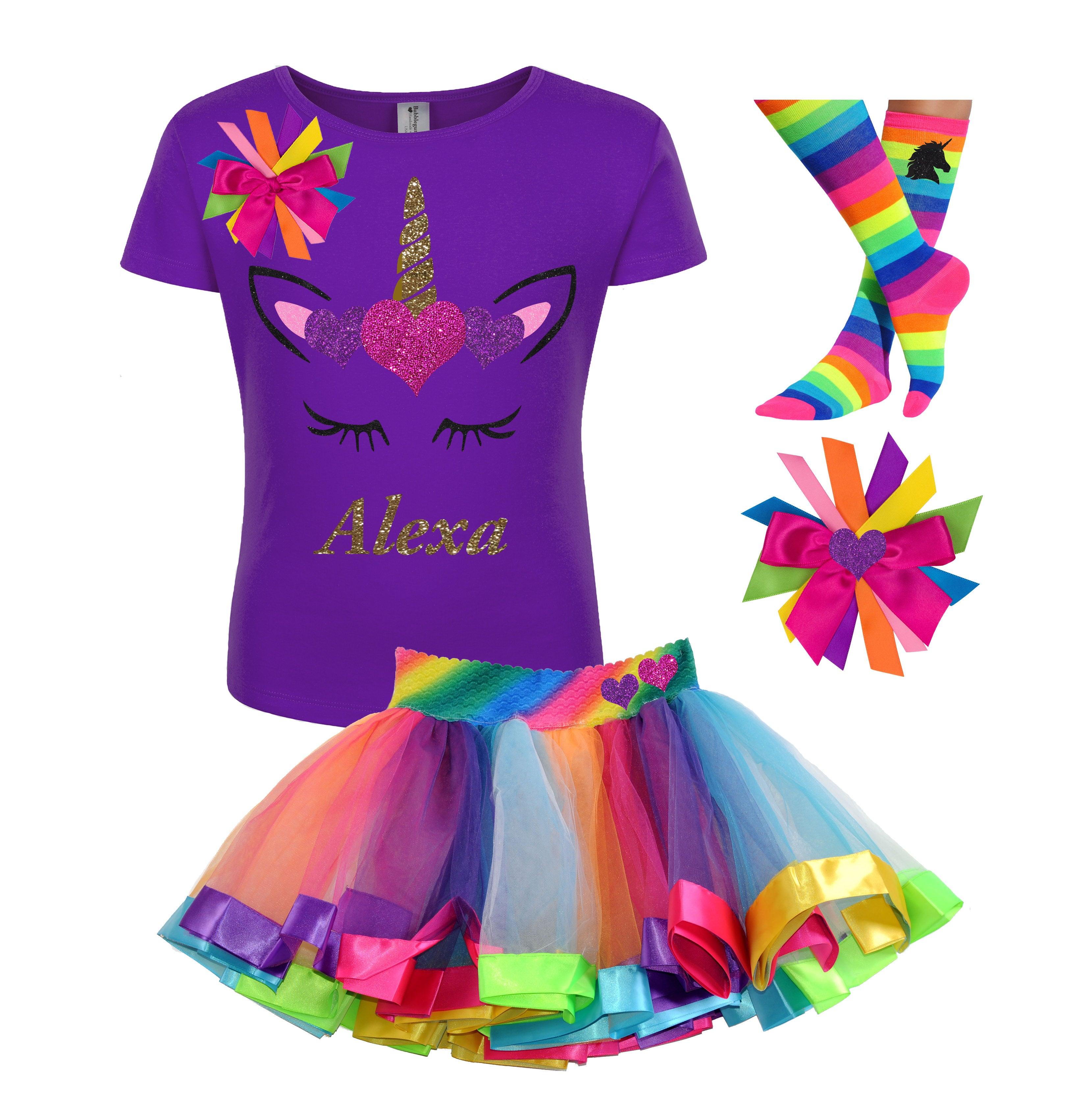 Rainbow unicorn birthday outfit top