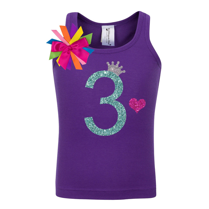 Toddler Girls 3rd Birthday Shirt with Number 3 - Bubblegum Divas 