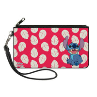 Disney: Lilo and Stitch Zipper Wallet Stitch Sweet Smiling Pose Leaves Red