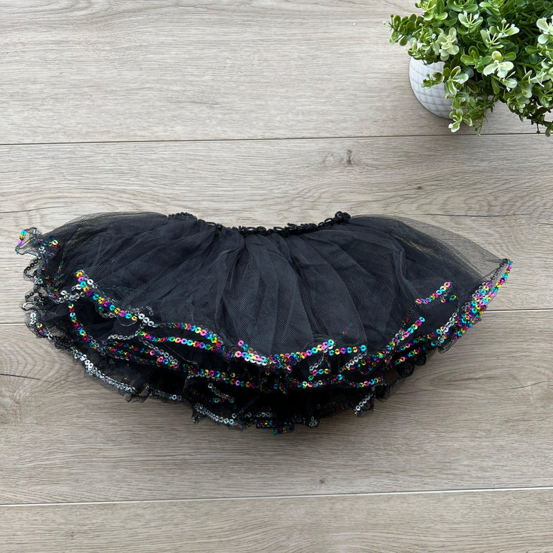Black Tutu Skirt Black Iridescence Trim - Bubblegum Divas 