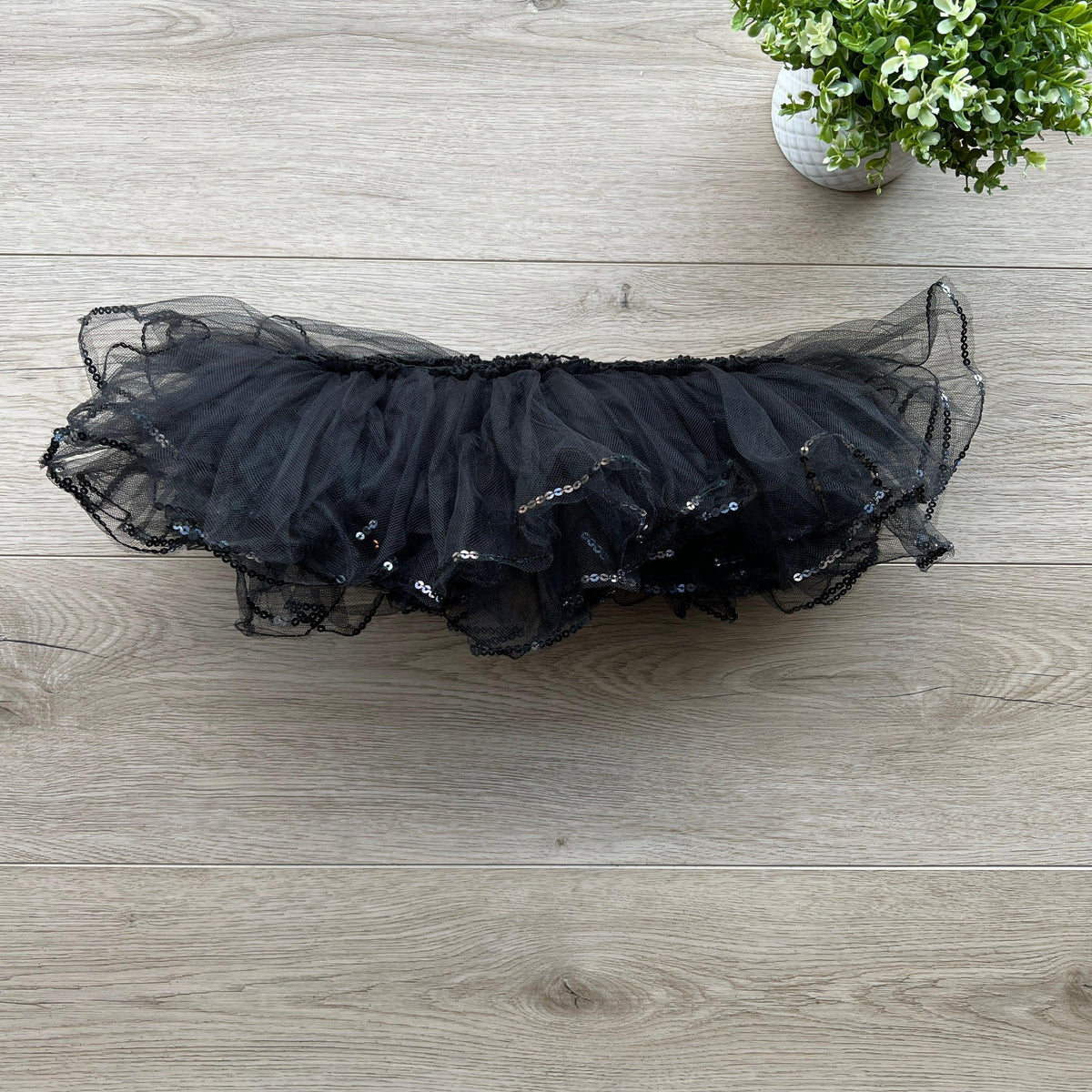 Black Tutu Skirt Black Sequin Trim - Bubblegum Divas 
