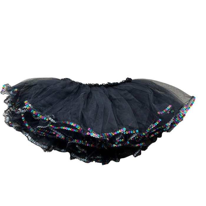 Black Tutu Skirt Silver Sequin Trim - Bubblegum Divas 
