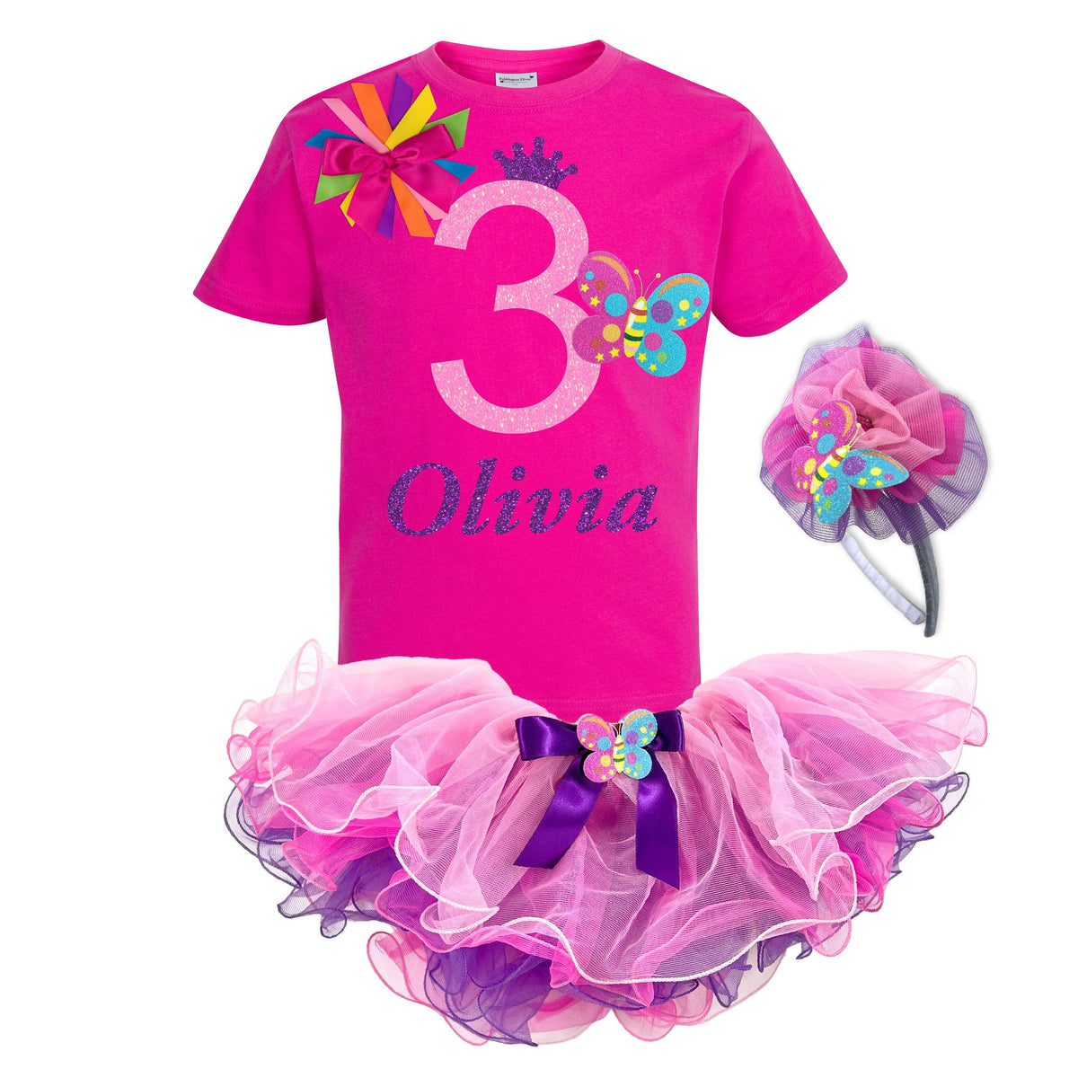 Toddler Girls 3rd Birthday Butterfly Dreamer Outfit - Bubblegum Divas 