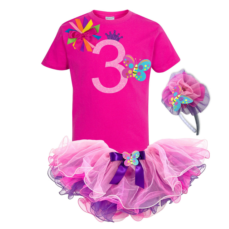 Toddler Girls 3rd Birthday Butterfly Dreamer Outfit - Bubblegum Divas 