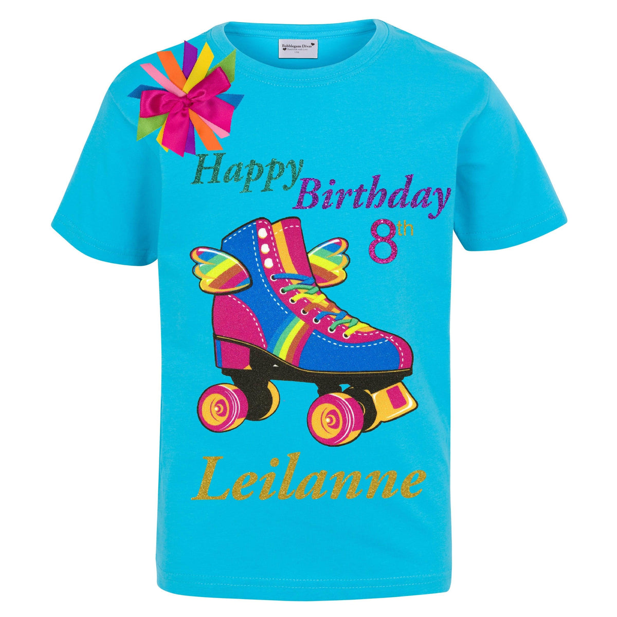 Happy 9th Birthday Roller Skate Outfit - Happy Wings - Bubblegum Divas 