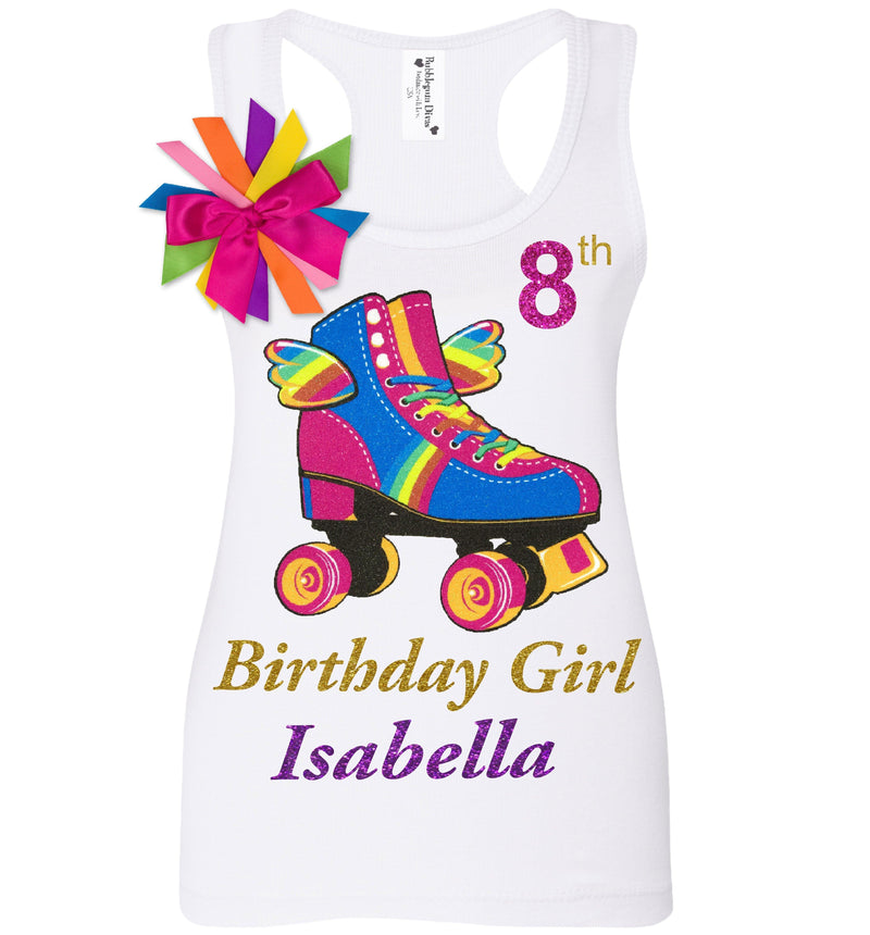 Happy Birthday Girl Roller Skate Tank Top Shirt 10 - Happy Wings - Bubblegum Divas 