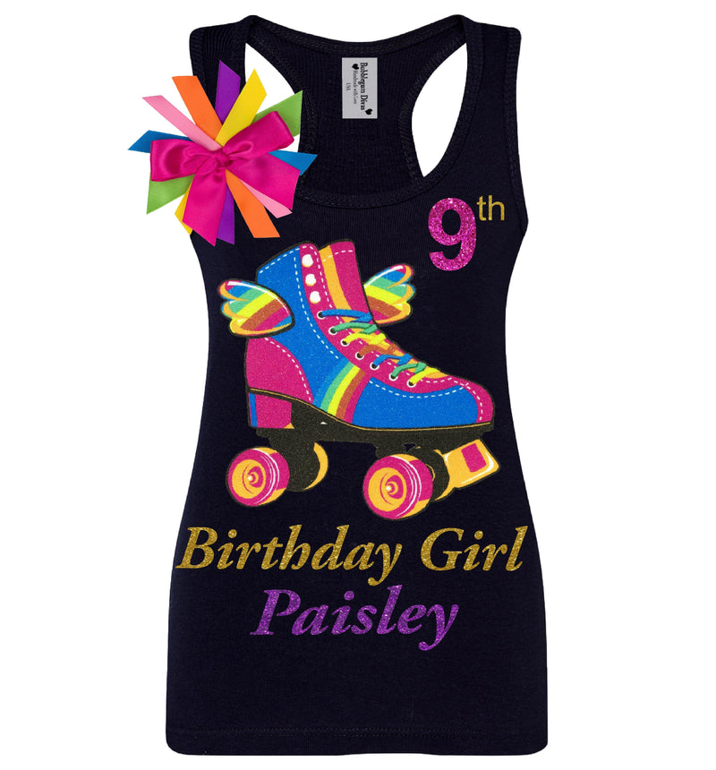 Happy Birthday Girl Roller Skate Tank Top Shirt 8 - Happy Wings - Bubblegum Divas 
