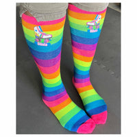 Personalized Girl's Rainbow Roller Skate Socks - Bubblegum Divas 