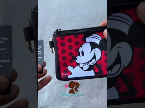 Disney Vintage Minnie Mouse Smiling Pose Polka Dots Canvas Zip Wallet Video