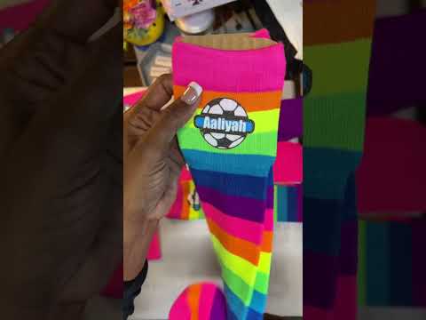 Personalized Girl's Rainbow Soccer Socks