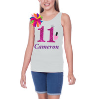 Personalized Glittery 11th Birthday Shirt for Tween Girls