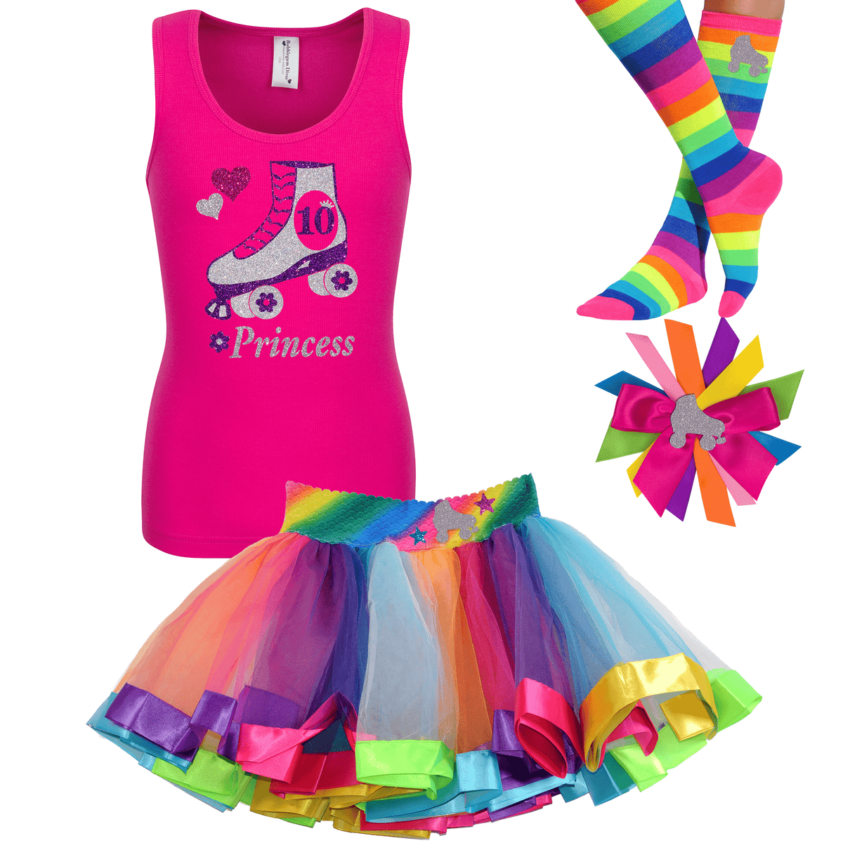 Roller Skate 10th Birthday Outfit Rainbow Roller Skating Shirt Rainbow 10 Personalized