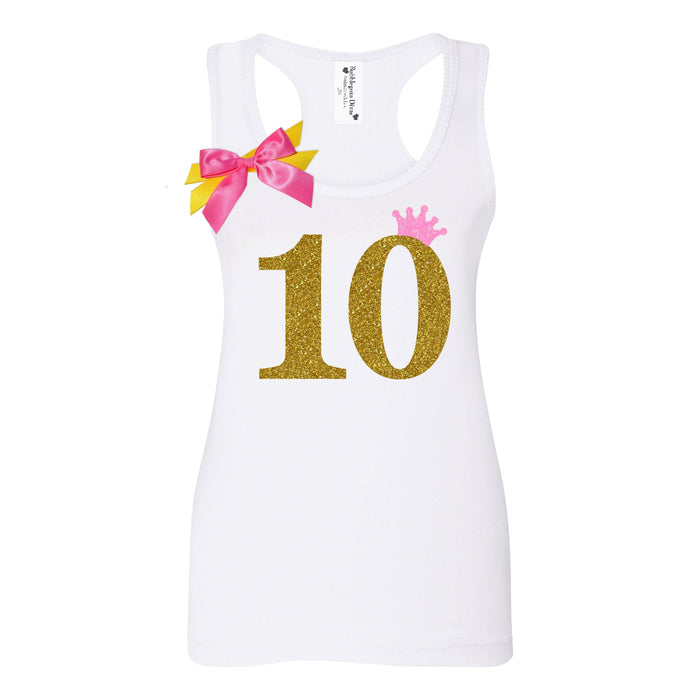 Personalized Neon Pink Glitter 10th Birthday Girl Shirt - Bubblegum Divas 