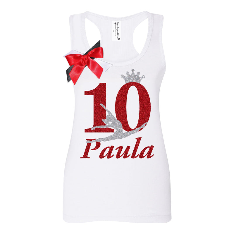 Personalized Red Glitter 10th Birthday Shirt Tween Girl Dancers