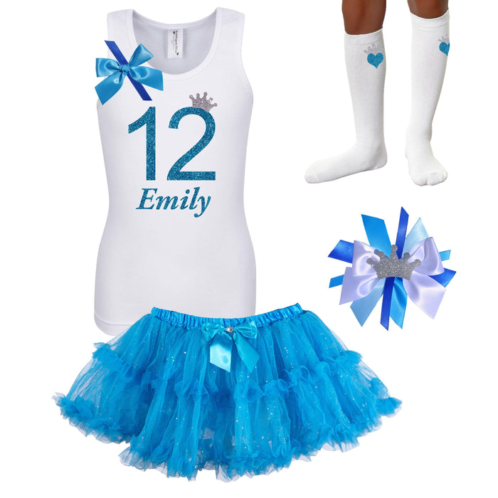 Customized 12th Birthday Outfit | Personalized Glitter Number 12 | Bubblegum Divas