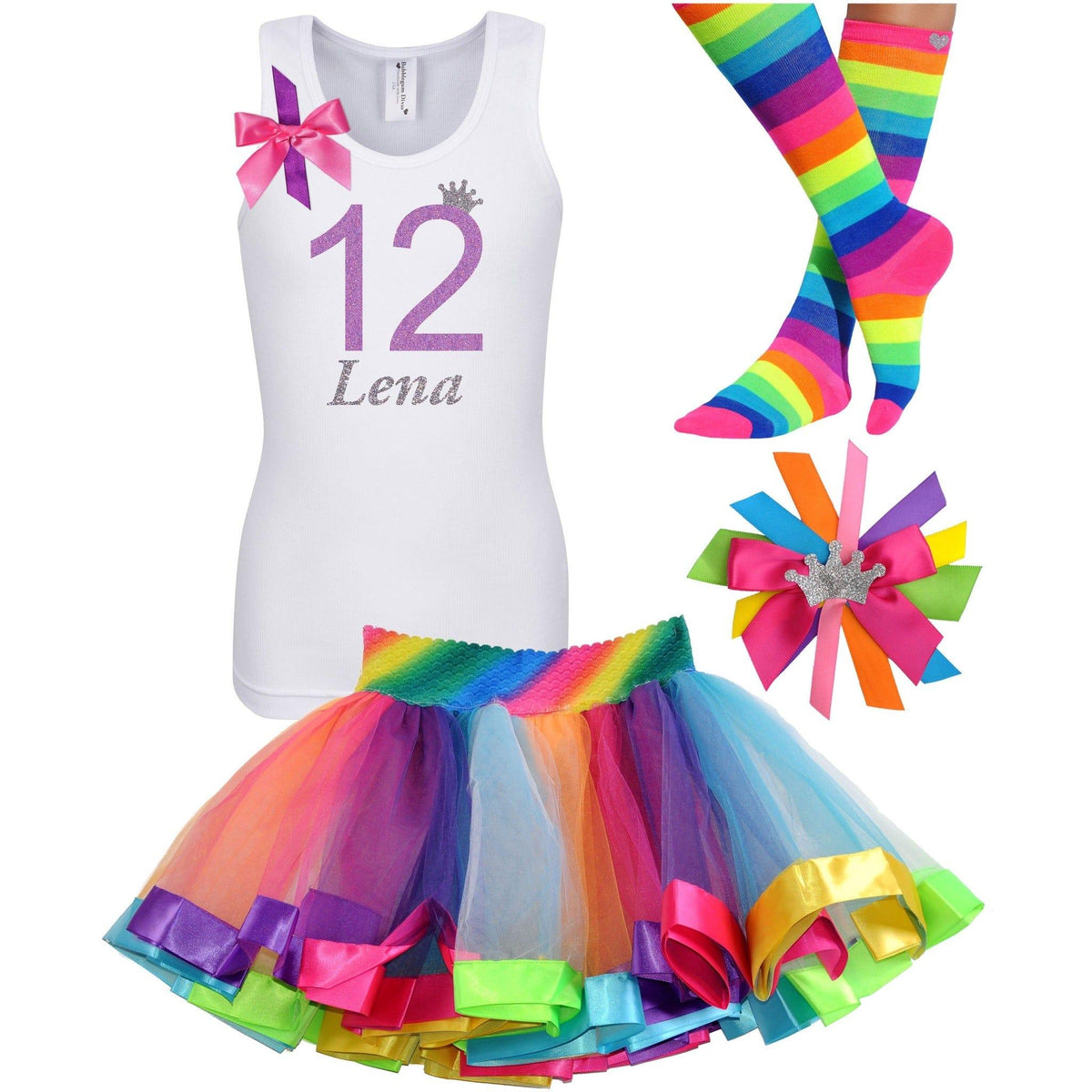 Custom 12th Birthday Outfit | Glitter Number 12 | Lavender Rose