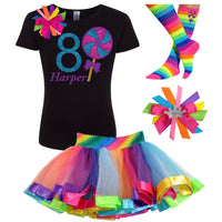 Lollipop Blueberry Swirl 8th Birthday - Lollipop Birthday Outfit Kids Teens Girls - Bubblegum Divas Store