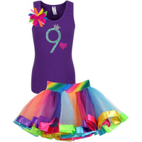 9th Birthday Outfit Pink Rainbow - Set - Bubblegum Divas Store