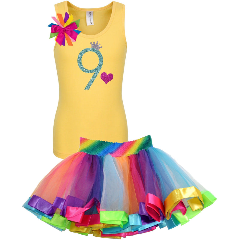 9th Birthday Outfit Pink Rainbow - Set - Bubblegum Divas Store
