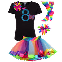 8th Birthday Girl Butterfly 8 Shirt - Outfit - Bubblegum Divas Store