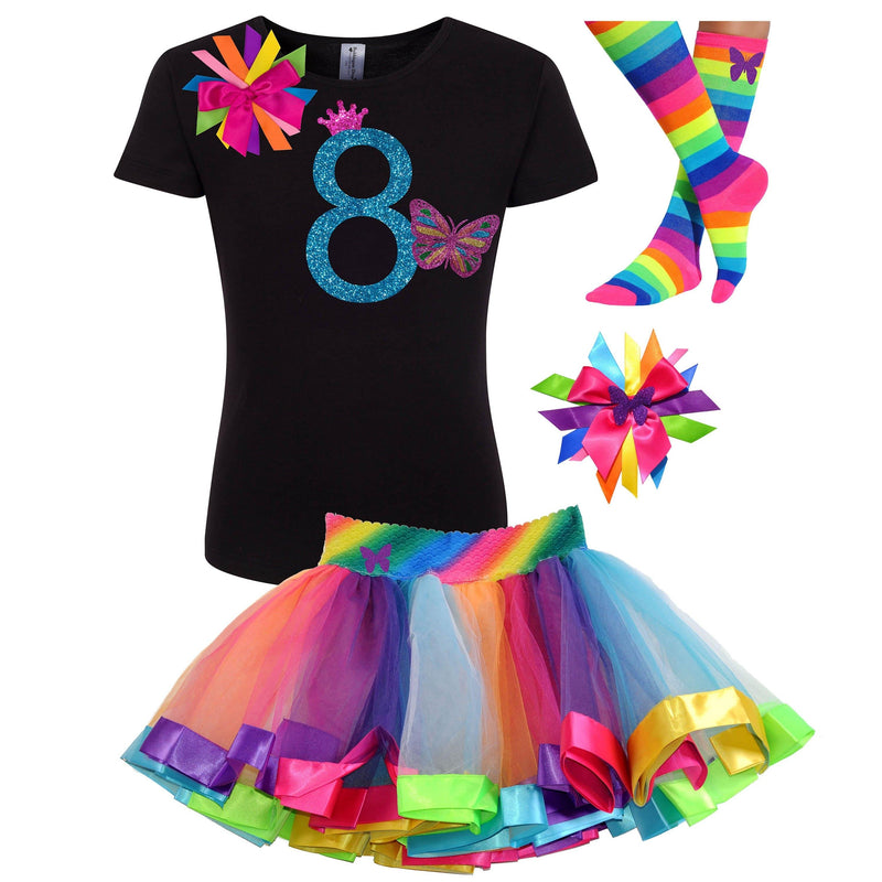 8th Birthday Girl Butterfly 8 Shirt - Outfit - Bubblegum Divas Store