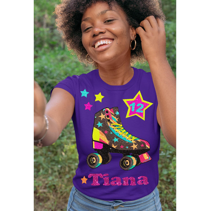 Foxy Brown Handmade 7th Birthday Roller Skate Shirt for Girls