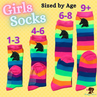 Bubblegum Divas Rainbow Sock Size Chart