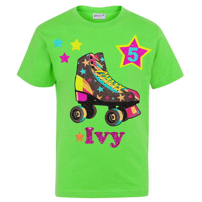 Foxy Brown 5th Birthday Roller Skate Glow in the Dark Neon Green - Bubblegum Divas 
