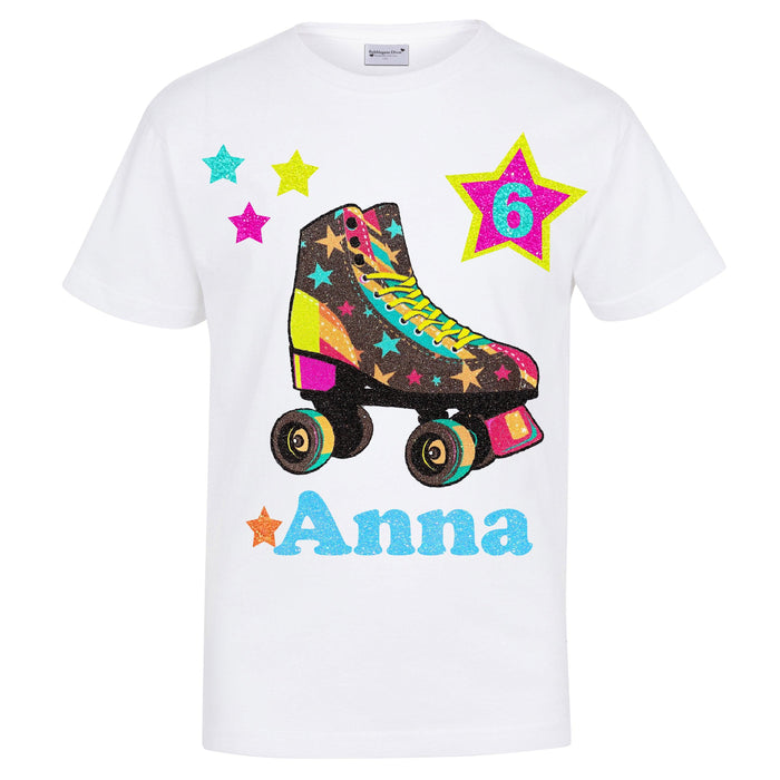 Get the Party Rolling 6th Birthday Roller Skate Shirt Foxy Brown - Bubblegum Divas 