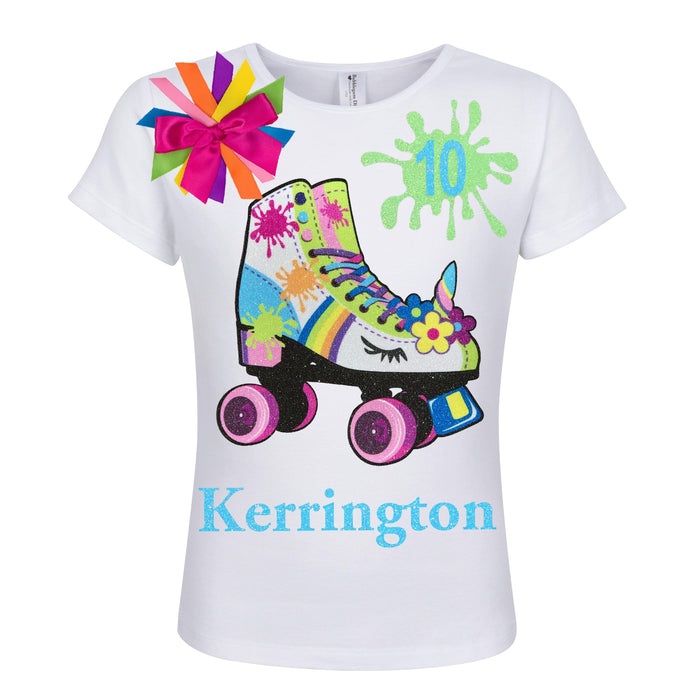 Personalized Rainbow Unicorn Slime Skate 10th Birthday Girl Shirt - Bubblegum Divas 