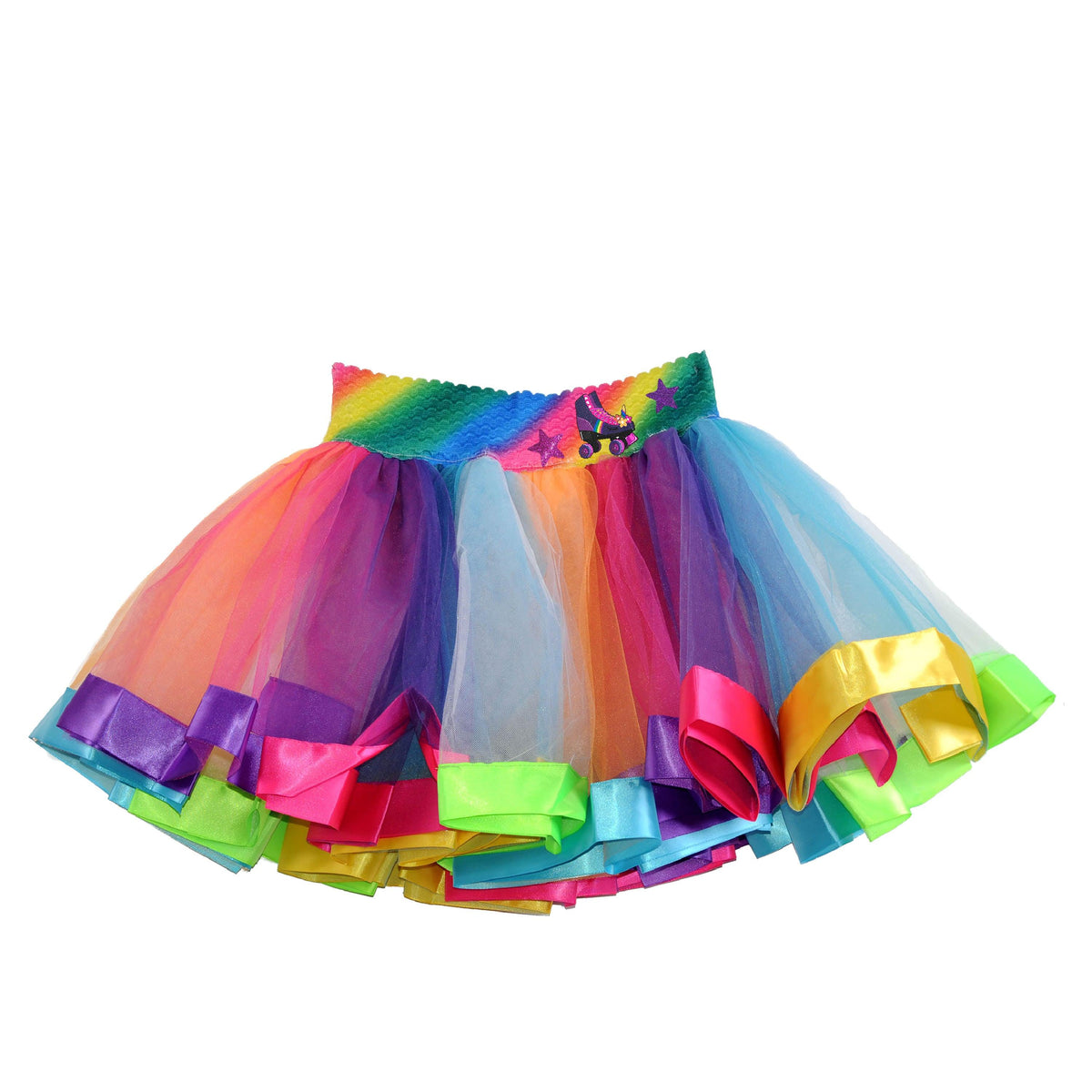 Rainbow tutu skirt with roller skate and stars