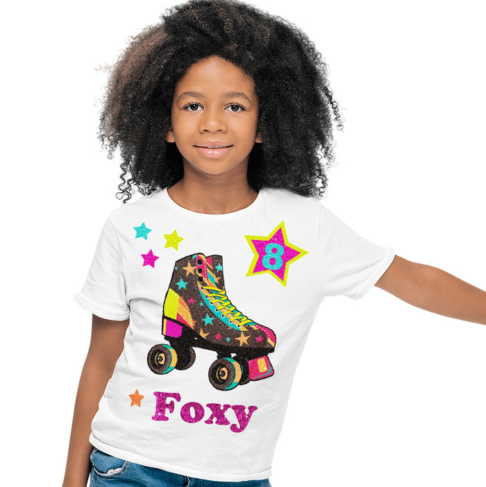 Get the Party Rolling 6th Birthday Roller Skate Shirt Foxy Brown - Bubblegum Divas 