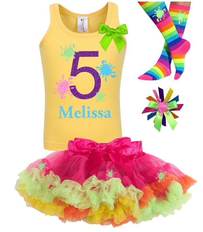 Girls 5th Birthday Slime Party Shirt & Tutu Outfit - Bubblegum Divas 