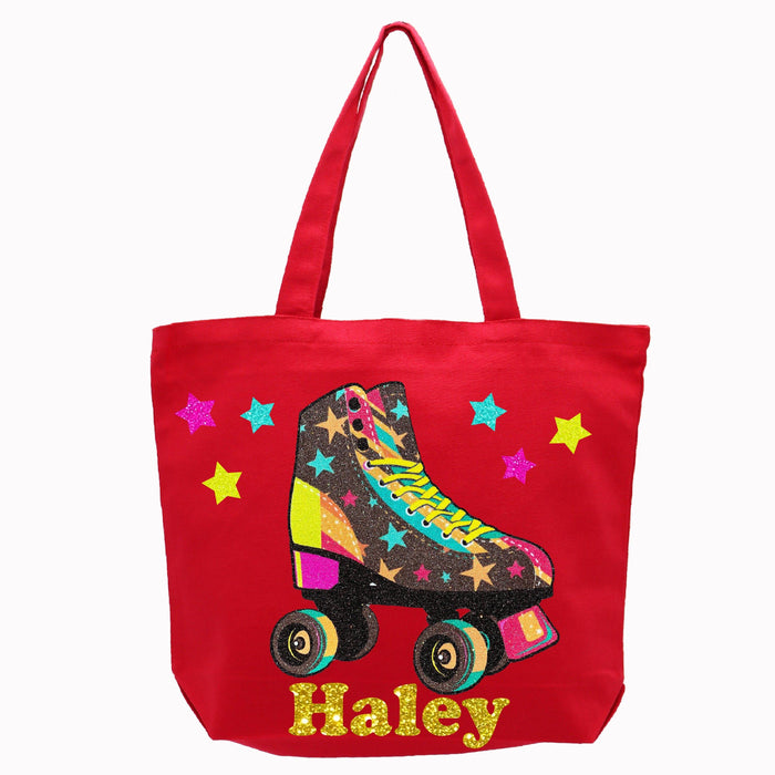 Red Tote Bag Roller Skate Party Favor Personalized