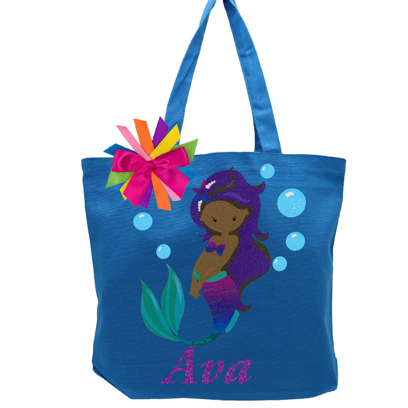 Personalized Sassy Mermaid Tote Bag for Kids - Bubblegum Divas 