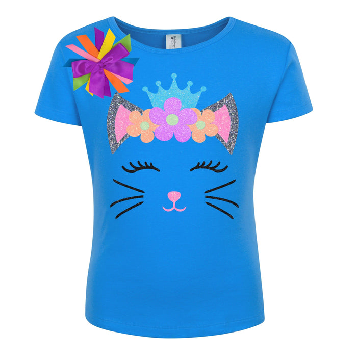 Little Girls Handmade Kitty Cat Shirt - Angel - Bubblegum Divas 