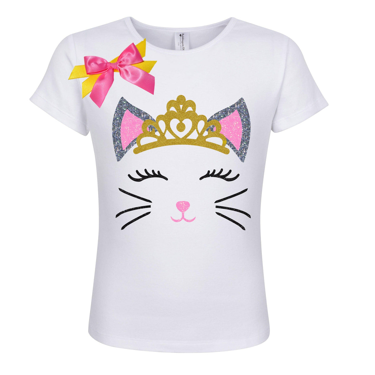 Little Girls Glitter Kitty Cat Shirt - Snowball