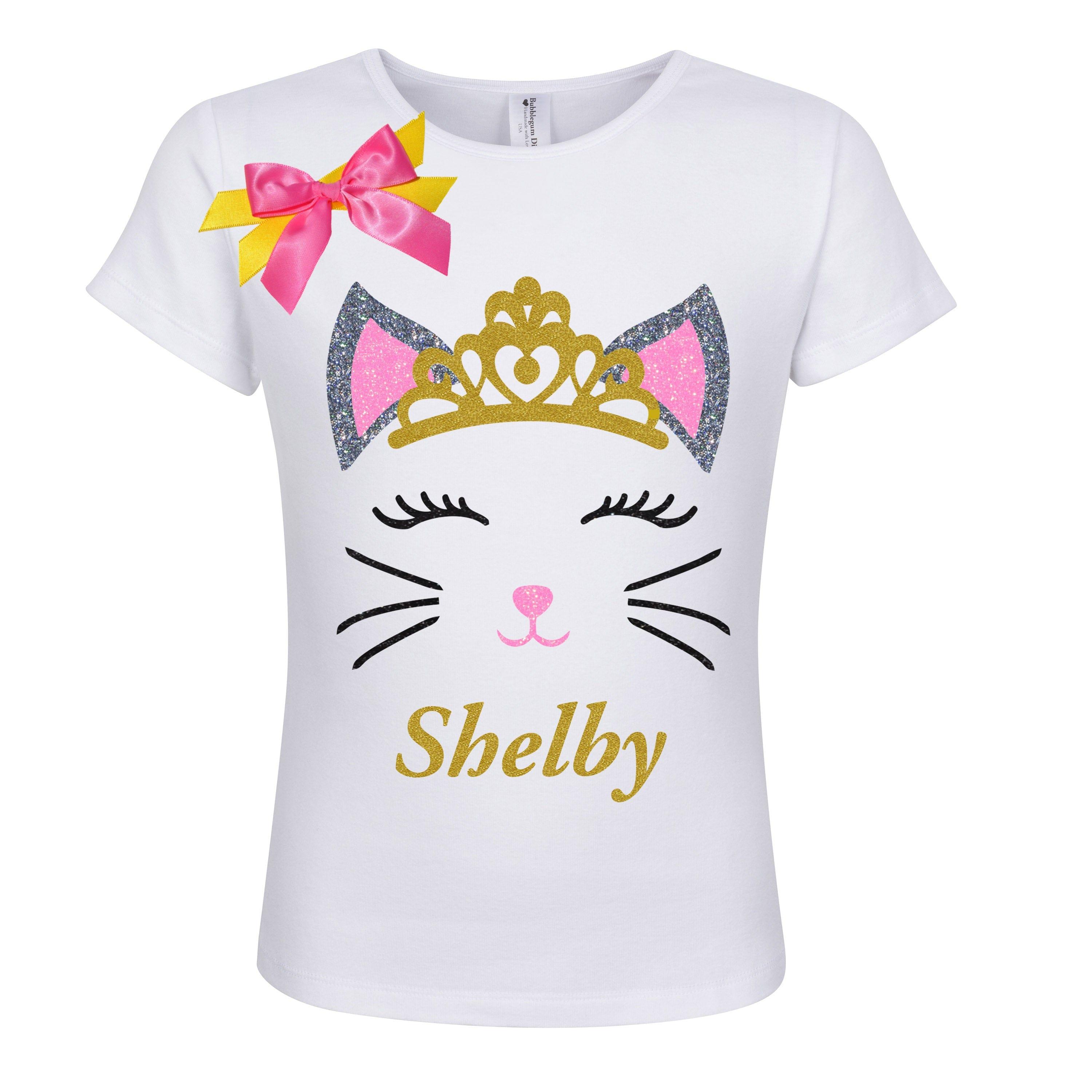 Girls best sale cat shirt