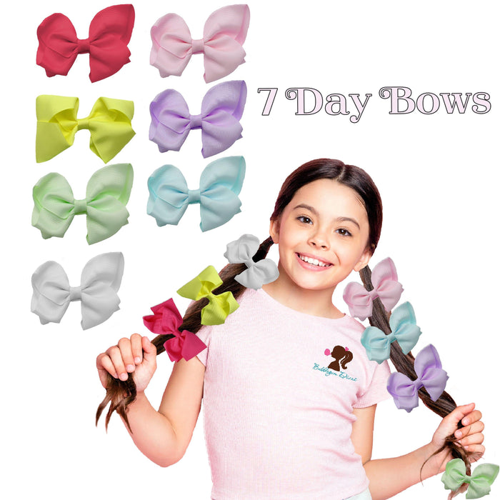 Girls Hair Bows Pastel 7pcs - Hairbow - Bubblegum Divas Store