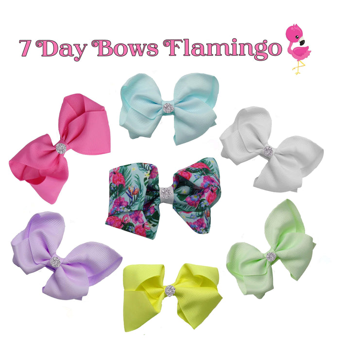 Girls Pink Flamingo Hair Bows 7pcs - Hairbow - Bubblegum Divas Store