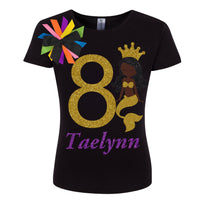 Customized Black Mermaid Princess Birthday Girl Shirt - Madam C.J. - Bubblegum Divas 
