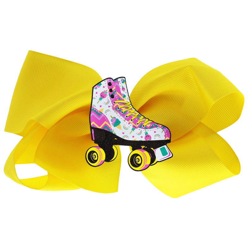 Unicorn Candy Skate Hair Bow Yellow - Bubblegum Divas 